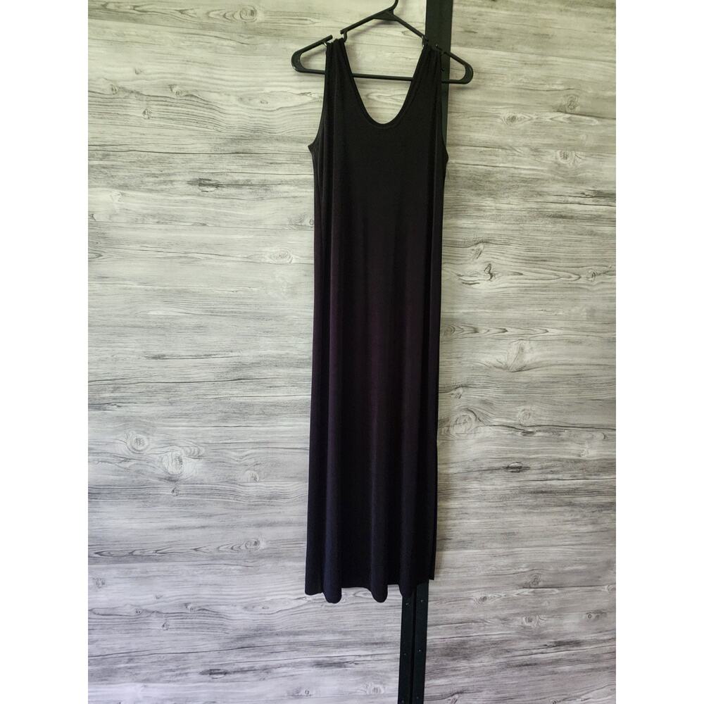 LAST CALL Flax Jeanne Engelhart Maxi Dress Small Lagenlook Black Acetate
